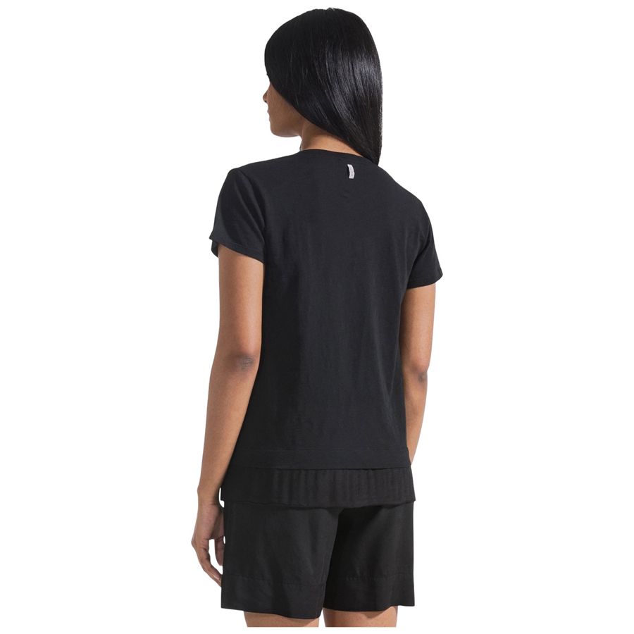 T-shirt a maniche corte in cotone con dettagli in seta nero da donna Deha | D4249210009